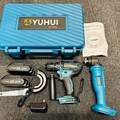 21V充電式電動グラインダーインパクトレンチ 電気ドリル 2点セ...
