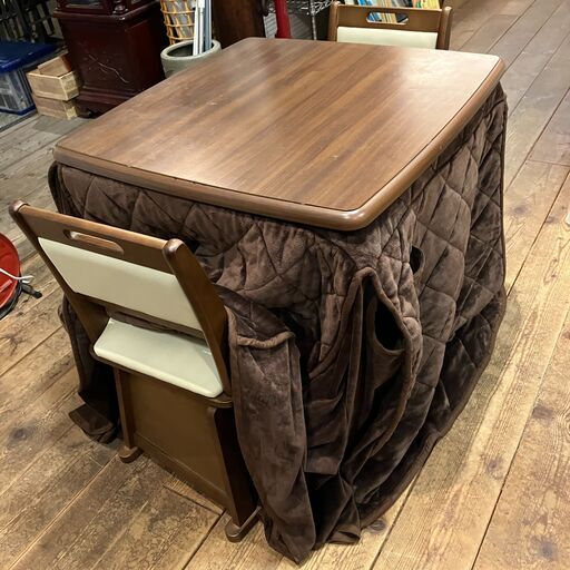 二人用ダイニングこたつ４点セット（幅80×奥行80×高さ68cm）