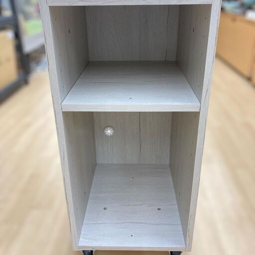 【REGASTOCK 川崎店】キャスター付き ミニボックス 二段 ホワイト ウッド風