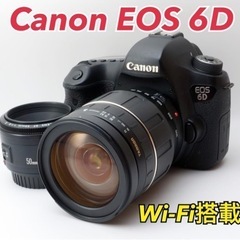 ★Canon EOS 6D★Wi-Fi搭載●超望遠+単焦点レンズ●人気フルサイズ  1ヶ月動作補償あり！ 安心のゆうパック代引き発送！ 送料、代引き手数料無料！