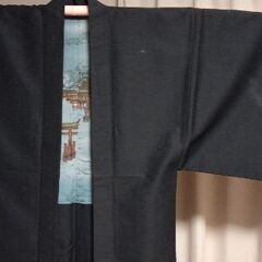 メンズ着物　ネイビー　アンサンブル　長襦袢ありの画像