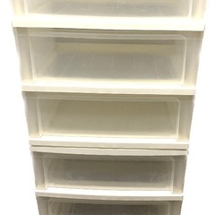 未使用　自宅保管　バラ売り可　ワイドケース　チェスト　衣装ケース　3段　2セット　収納ボックス　白　透明　軽量　持ち運びしやすい　楽　6段　　コンパクト　リビング　ダイニング　風呂場　バス　収納　ランドリー　押入れ　クローゼット　棚　ホワイト　モダン　シンプル　の画像