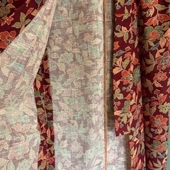☆夏用着物　濃いえんじ色　花柄⭐︎の画像