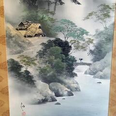掛軸　淡彩山水　太田栖ニ作　箱付の画像