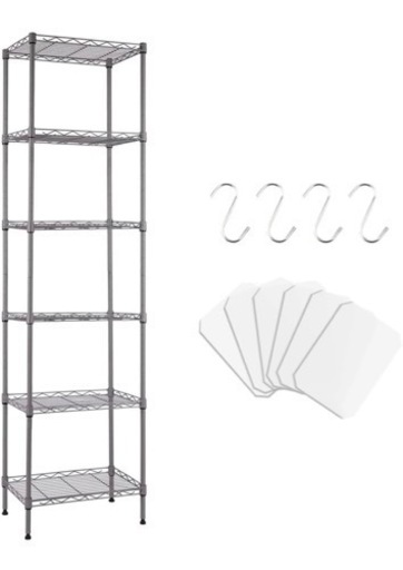 【引取に来てくれる方限定】 Fainyearn スチールラック レンジ台 キッチンラック 収納ラック キッチン 整理棚 本棚 シェルフ棚 メタル製 メタルラック 高さ調節 幅42cm×奥行30cm×高さ160cm (シルバー 6段)