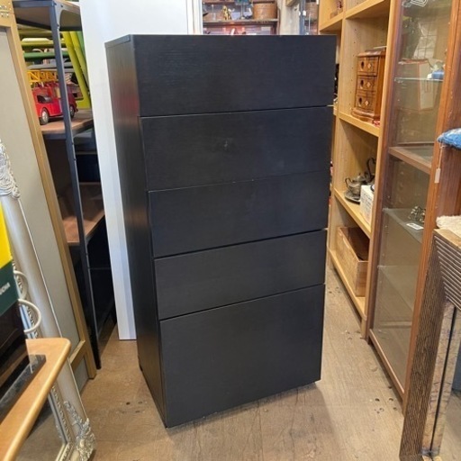 【売約済み】　【品川区リサイクルショップ】整理タンス　衣類収納　チェスト　ドロアー　箪笥　タンス　ブラウン　黒系