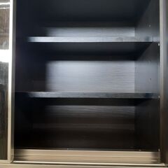 【ドリーム川西店御来店限定】 ニトリ 2枚扉オープンボード ブラック H2055×W1003×D500 クリーニング済み 【2001245255600489】の画像