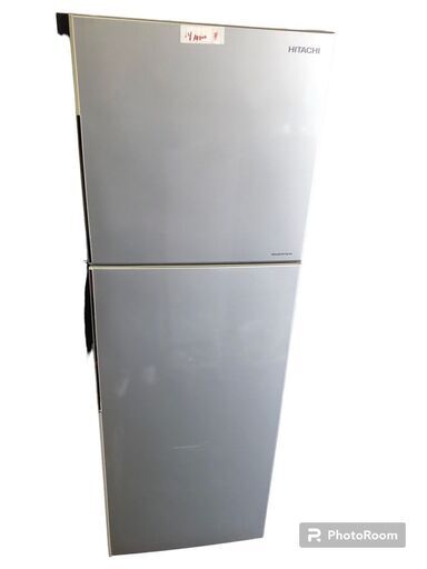 ☆中古￥19,800！HITACHI　230㍑2ドア冷蔵庫　家電　2019年製　R-23JA(S)型　幅54㎝ｘ奥行65㎝ｘ高さ159㎝　【BK008】