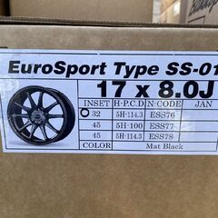 新品 BLEST EuroSport Type SS-01 ブレスト ユーロスポーツ 17インチ 4本 8J5HPCD114.3+32 マットブラック ランエボ等　(JRH006) クレジットカード QRコード決済可能の画像