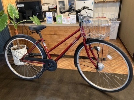 【後輪タイヤ・後輪チューブ新品！】LEDオートライト　27インチ自転車　マットレッド