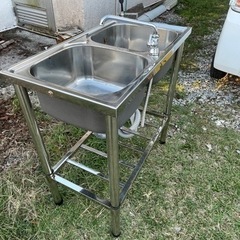 2槽シンク　水栓付