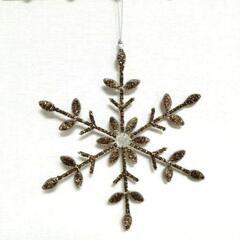 アンティークゴールド 雪の結晶　ビーズとクリスタルのクリスマスオ...