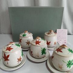 ，代理1出品大きめ嵐山蒸し椀、5客セット(蓋.受皿付きの画像