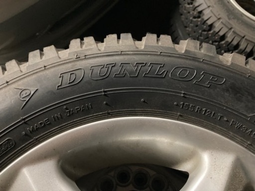 155R12 ダンロップ スパイクタイヤ アルミホイール付き 4本