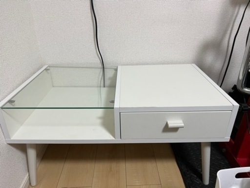 ガラス ローテーブル 引出し付き