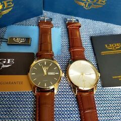 ◆新品未使用◆　LIGE　ラグジュアリー　ペアウォッチ　カレンダー　防水　専用箱付きの画像