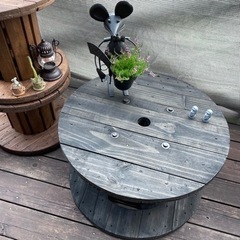 ⑰コーヒーテーブル・ガーデニング/電線ドラム・ケーブルドラム・木製ドラムの画像