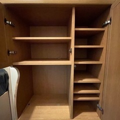 【交渉中】下駄箱 木製 収納 アンティーク 鏡付きの画像