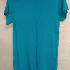 160　半袖フロントプリントＴシャツ　グリーン　オーバーサイズ　ロング丈　薄手【配送可能】の画像