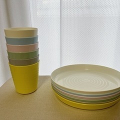 【0円】IKEAプラスチック皿&コップ6セット