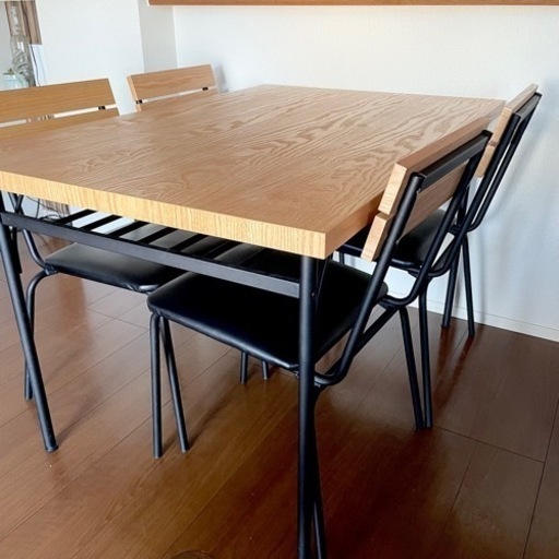 ダイニングテーブルセット　5点セット　アイアン　北欧　天然木
