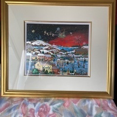 BIN KASHIWA ビン・カシワ 絵画 クリスマス 雪 サイン入り