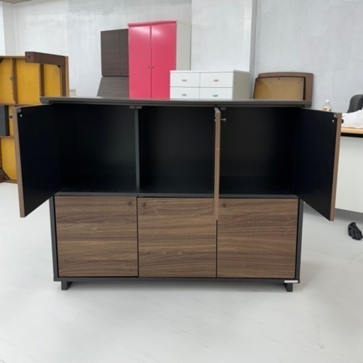 【超美品‼️】朝日木材加工 113cm幅ワイドストッカー サイドボード キャビネット 収納家具