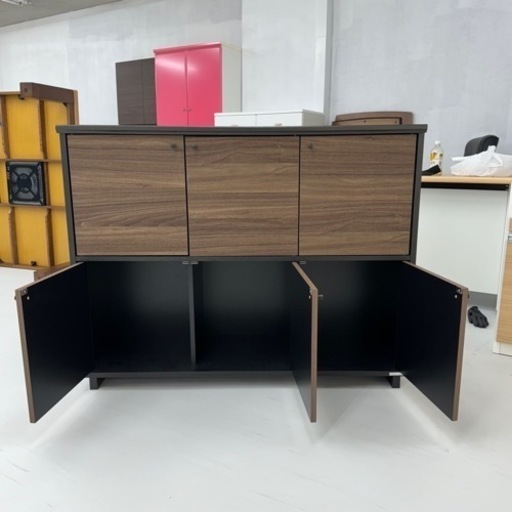 【超美品‼️】朝日木材加工 113cm幅ワイドストッカー サイドボード キャビネット 収納家具