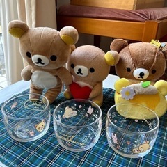 リラックマ　ガラスカップ　ぬいぐるみ　セット