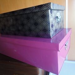 昭和レトロ ブリキの衣装ケース 大小2点セット カラー ヴィンテ...