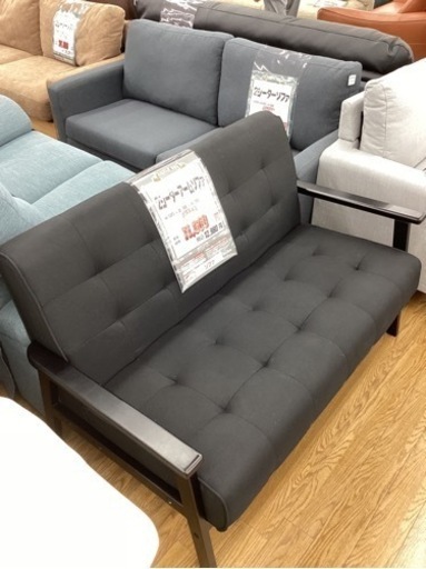 KK-10【新入荷　リサイクル品】2シーターアームソファ　黒