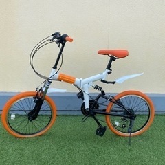折りたたみ自転車　オレンジ