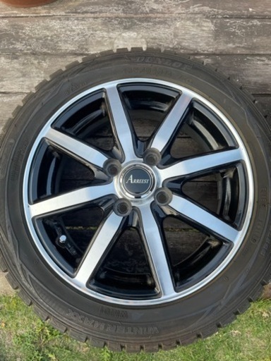 早い者勝ち 軽用スタッドレス溝多い4本　黒銀ツートーンのホイール