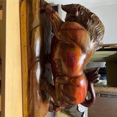 取引決まりました木彫りの牛(置き物)