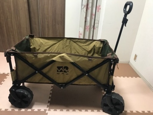WAQ アウトドアワゴン オリーブ×タン (大型タイヤ/耐荷重150kg/自立収納/106L)