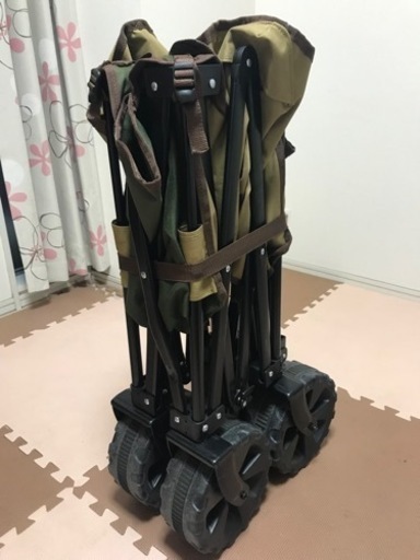 WAQ アウトドアワゴン オリーブ×タン (大型タイヤ/耐荷重150kg/自立収納/106L)