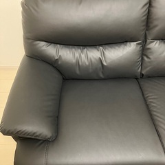 ニトリ 2人用合皮ソファ(Nシールドキャッツ3 BK)の画像