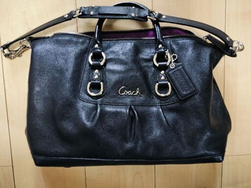 【美品】COACH　レザーハンドバッグ　ブラック