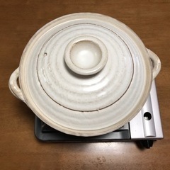 中古　土鍋と卓上カセットコンロ