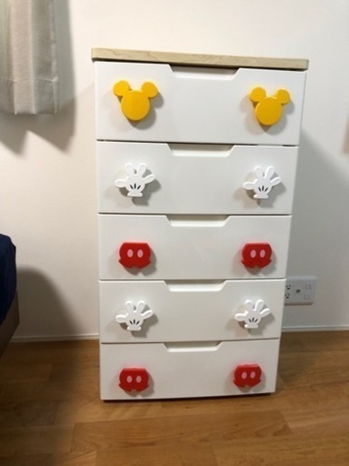 美品ミッキーマウス　5段チェスト