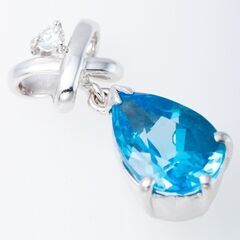 K18WG ブルートパーズ・ダイヤモンド ペンダント 品番p22-96の画像