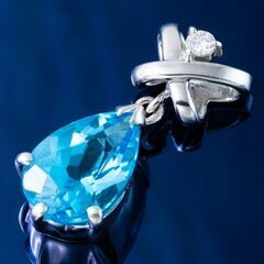 K18WG ブルートパーズ・ダイヤモンド ペンダント 品番p22-96の画像