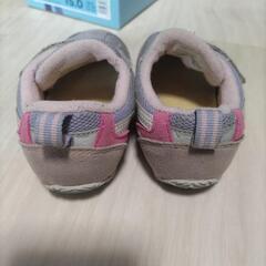 お値下げ 箱あり キッズ スニーカー アシックス 15cm ピンク 紫 asics 子供 子ども 靴 スニーカー パープルの画像