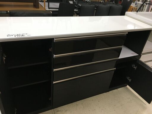 三幸ジャパン キッチンカウンター キッチンボード 幅160cm 三幸ジャパン キッチンカウンター 160 レックスⅡ ブラック 食器