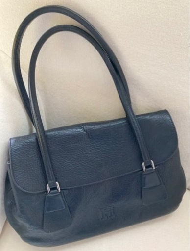 【美品】HIROFU 本革 ハンドバッグ  セミショルダーバッグ  ネイビーブラック