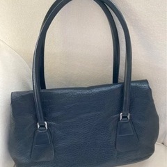 【美品】HIROFU 本革 ハンドバッグ  セミショルダーバッグ  ネイビーブラックの画像