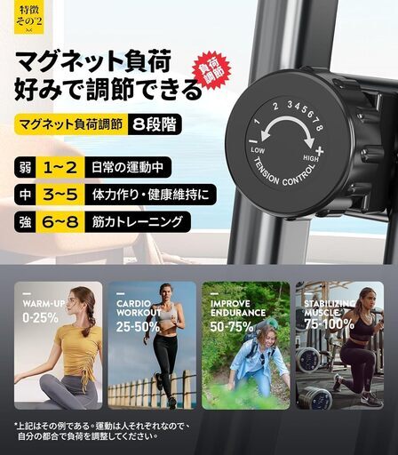 COUYK フィットネスバイク 折りたたみ式 静音 エクササイズバイク 心拍数計測 自宅バイク マグネット式 コンフォートバイク 8段