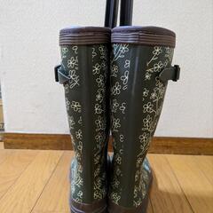 レインブーツ 長靴 花柄 カーキ 新品未使用品の画像