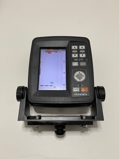 ホンデックス　HONDEX　HE57C 振動子　水温センサー　電源コード　振動子取り付けバンド、トランサム取り付け金具あり。