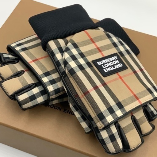 バーバリー グローブ 手袋 フィンガーレス ラムレザー Mサイズ